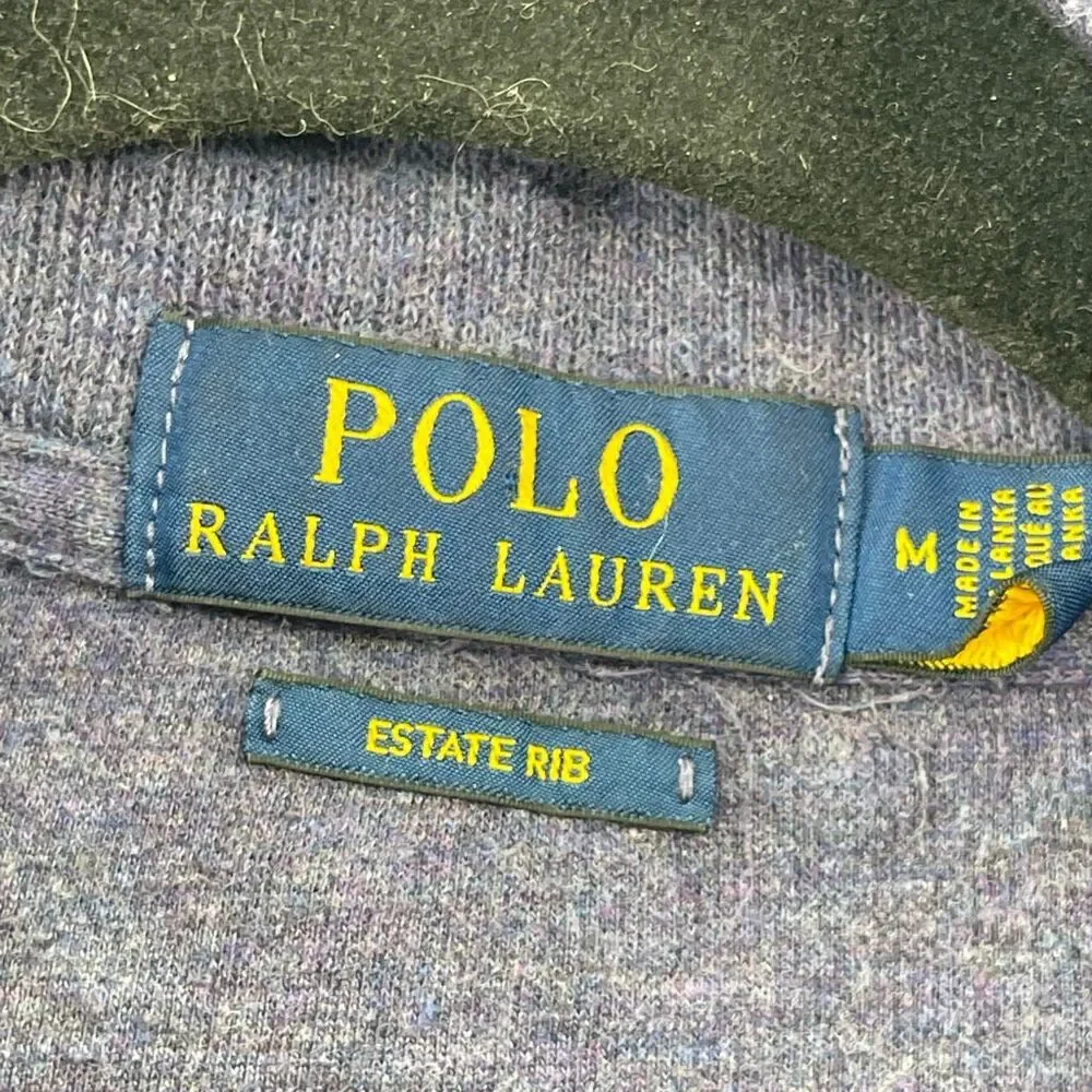 POLO Ralph Lauren Estate Rib Blue Quarter Zip Cotton Knit Sweater Medium